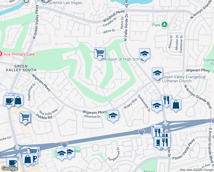 map of restaurants, bars, coffee shops, grocery stores, and more near 1984 Troon Drive in Henderson