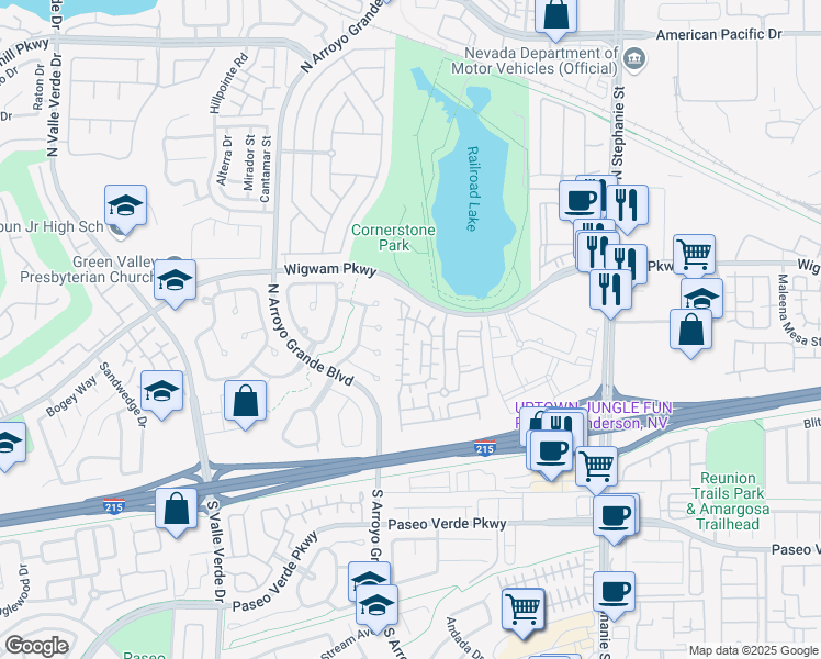 map of restaurants, bars, coffee shops, grocery stores, and more near 73 Sertata Court in Henderson