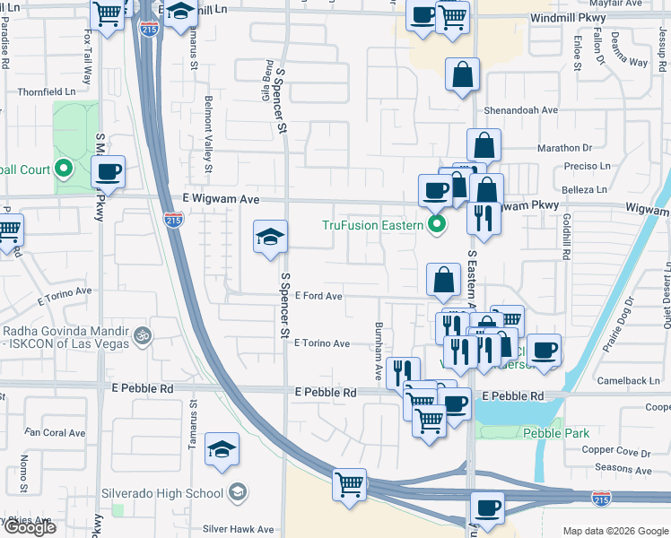 map of restaurants, bars, coffee shops, grocery stores, and more near 1963 Dakota Lodge Avenue in Las Vegas
