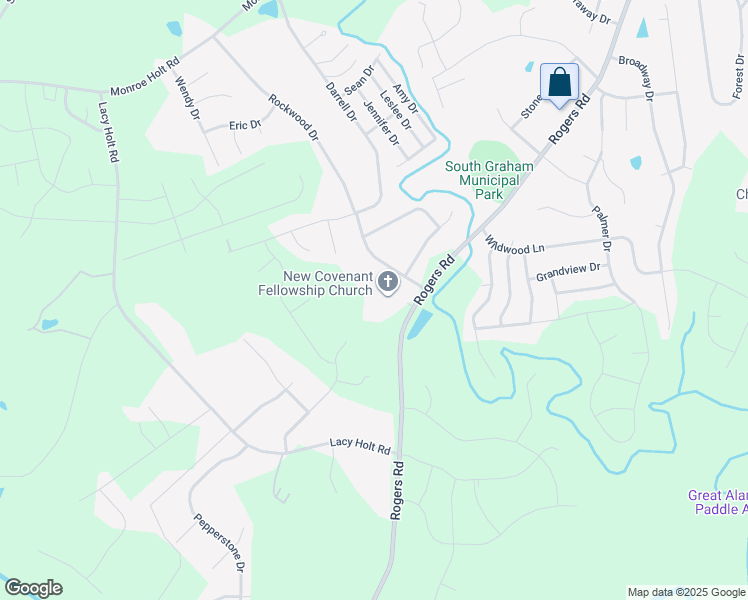 map of restaurants, bars, coffee shops, grocery stores, and more near 1913 Rogers Road in Graham