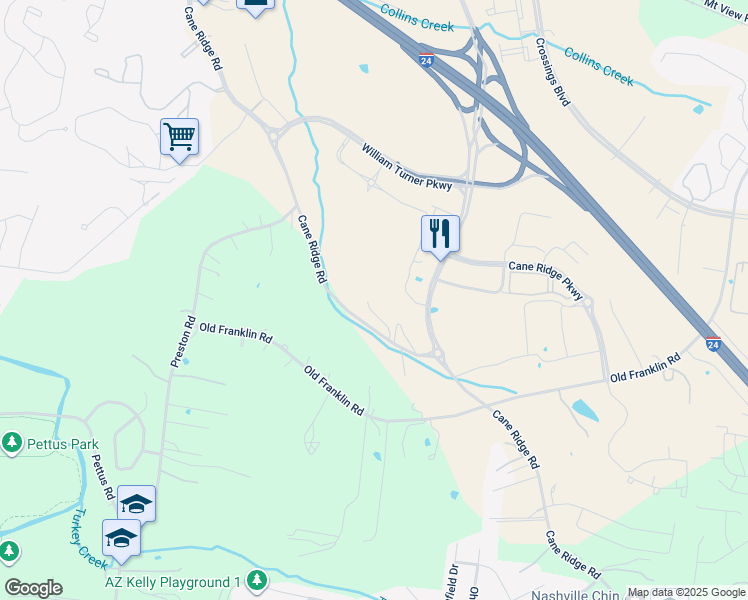 map of restaurants, bars, coffee shops, grocery stores, and more near 5500 Cane Ridge Road in Nashville