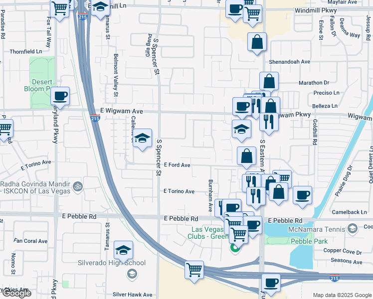 map of restaurants, bars, coffee shops, grocery stores, and more near 1963 Dakota Lodge Avenue in Las Vegas