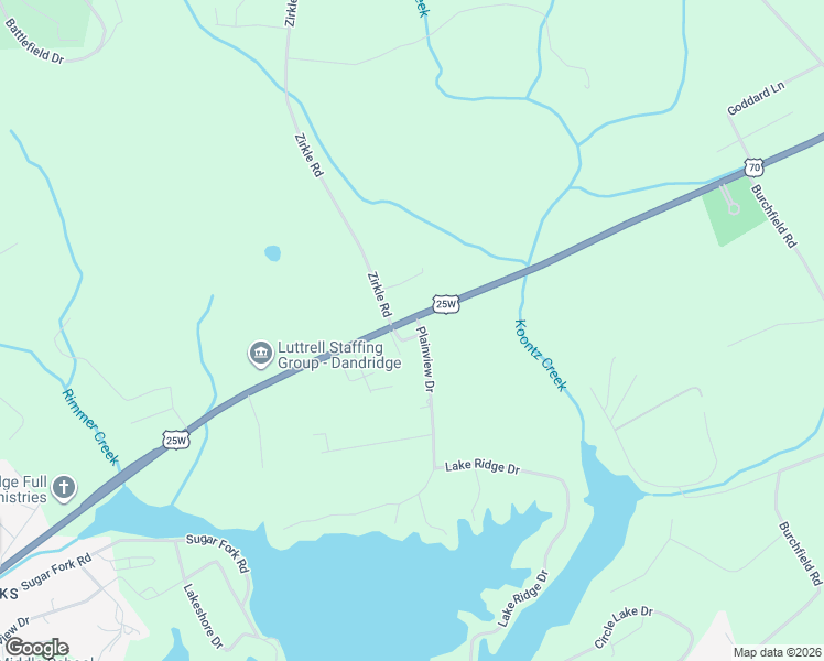 map of restaurants, bars, coffee shops, grocery stores, and more near 716 Lindsey's Park Way in Dandridge