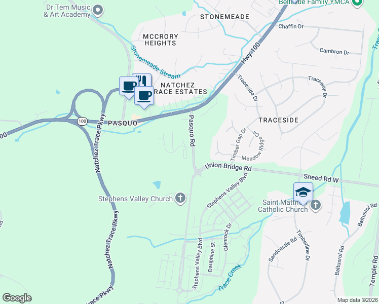 map of restaurants, bars, coffee shops, grocery stores, and more near 5948 Pasquo Rd in Nashville