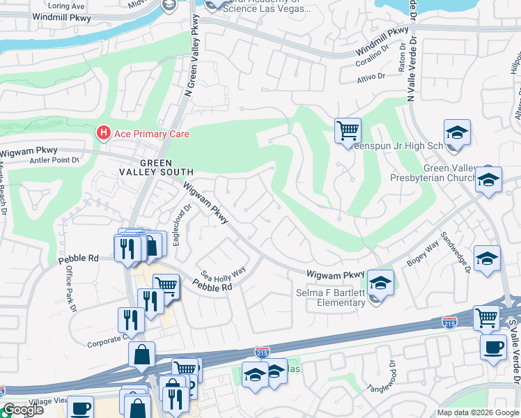 map of restaurants, bars, coffee shops, grocery stores, and more near 2084 Eaglepath Circle in Henderson