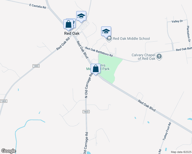 map of restaurants, bars, coffee shops, grocery stores, and more near 7834 Red Oak Boulevard in Rocky Mount