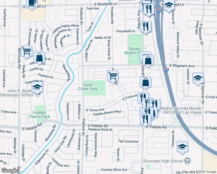 map of restaurants, bars, coffee shops, grocery stores, and more near 979 Park Bridge Avenue in Las Vegas