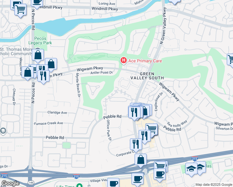 map of restaurants, bars, coffee shops, grocery stores, and more near in Henderson