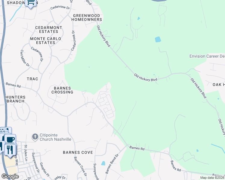 map of restaurants, bars, coffee shops, grocery stores, and more near 1170 Barnes Road in Nashville