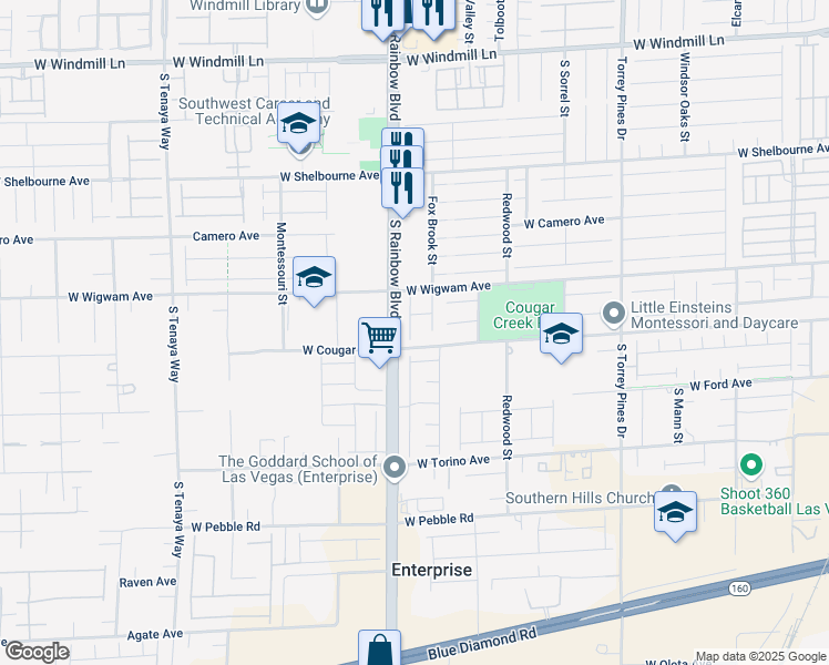 map of restaurants, bars, coffee shops, grocery stores, and more near 8578 Silver Coast Street in Las Vegas
