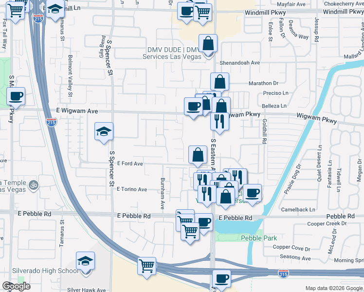 map of restaurants, bars, coffee shops, grocery stores, and more near 8620 Treasure Trove Street in Las Vegas