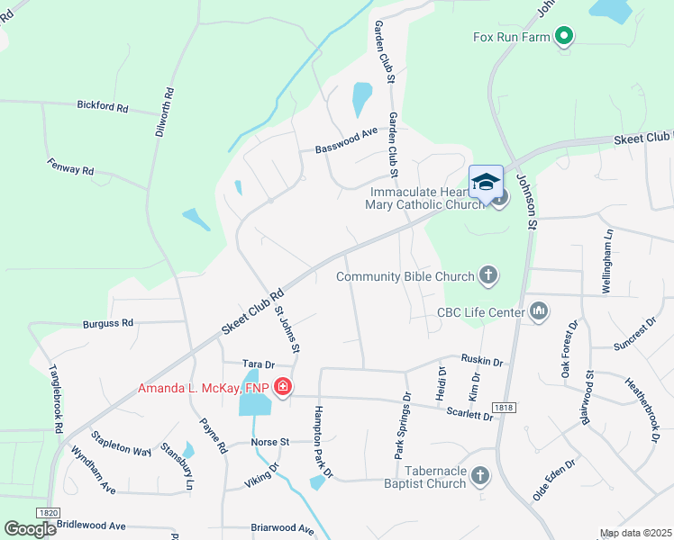 map of restaurants, bars, coffee shops, grocery stores, and more near 3611 Huntingridge Drive in High Point
