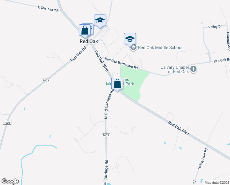 map of restaurants, bars, coffee shops, grocery stores, and more near 7834 Red Oak Boulevard in Rocky Mount