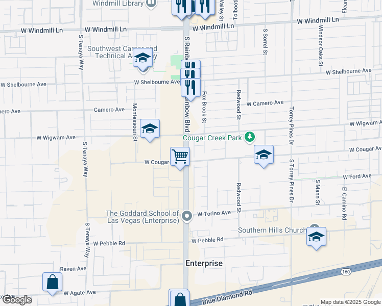 map of restaurants, bars, coffee shops, grocery stores, and more near 8573 Silver Coast Street in Las Vegas