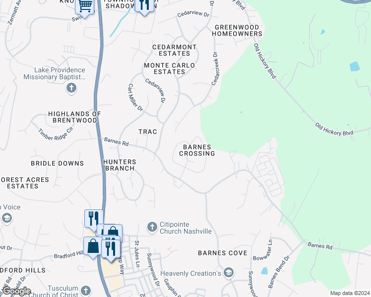 map of restaurants, bars, coffee shops, grocery stores, and more near 1819 Shaylin Loop in Nashville