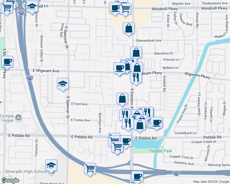 map of restaurants, bars, coffee shops, grocery stores, and more near 8620 Treasure Trove Street in Las Vegas