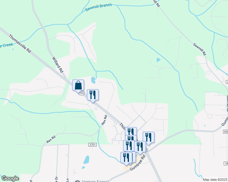 map of restaurants, bars, coffee shops, grocery stores, and more near 4619 Devoe Road in Winston-Salem