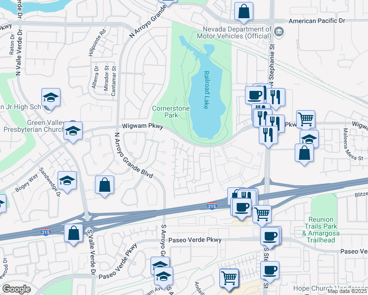 map of restaurants, bars, coffee shops, grocery stores, and more near 84 Sertata Court in Henderson