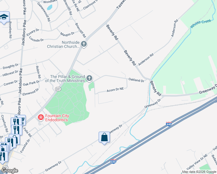 map of restaurants, bars, coffee shops, grocery stores, and more near 3929 Acorn Drive Northeast in Knoxville