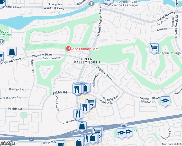 map of restaurants, bars, coffee shops, grocery stores, and more near 84 Magical Mystery in Henderson
