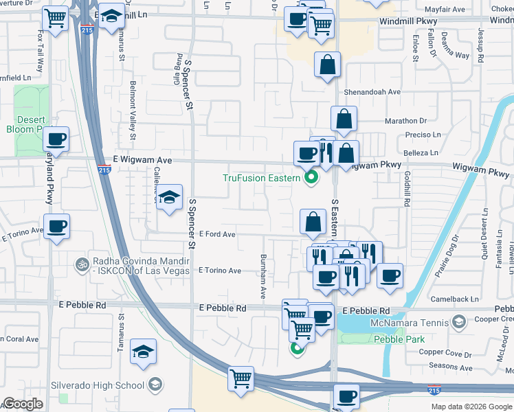 map of restaurants, bars, coffee shops, grocery stores, and more near 2076 Dakota Lodge Avenue in Las Vegas