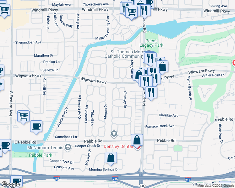 map of restaurants, bars, coffee shops, grocery stores, and more near 59 Pleasant Dale Drive in Henderson