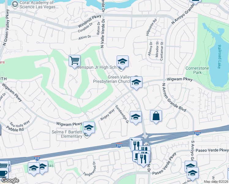 map of restaurants, bars, coffee shops, grocery stores, and more near 55 Oakmarsh Drive in Henderson
