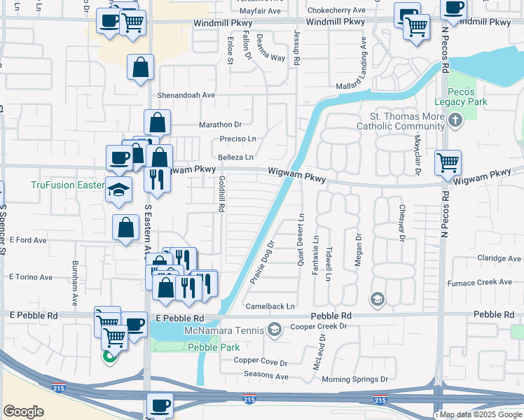 map of restaurants, bars, coffee shops, grocery stores, and more near 2817 Cool Water Drive in Henderson
