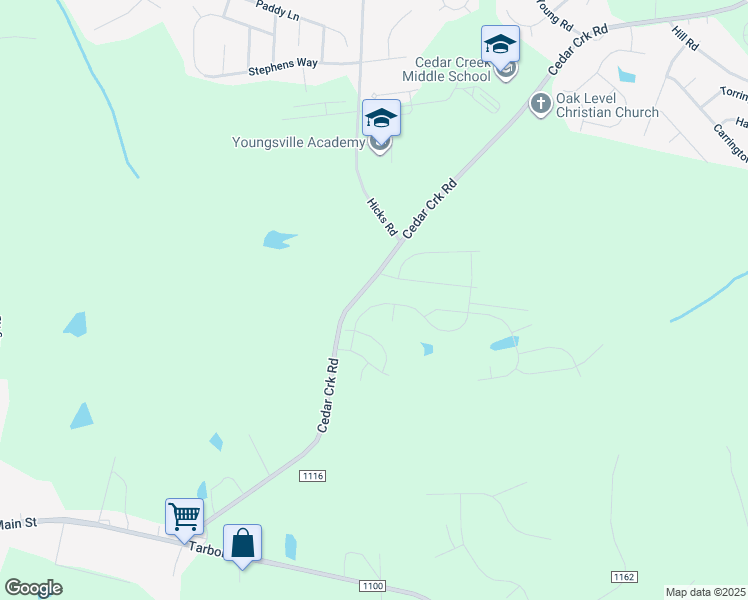 map of restaurants, bars, coffee shops, grocery stores, and more near 300 Windbreak Lane in Youngsville