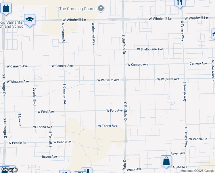 map of restaurants, bars, coffee shops, grocery stores, and more near 7859 West Wigwam Avenue in Las Vegas