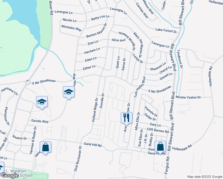 map of restaurants, bars, coffee shops, grocery stores, and more near in La Vergne