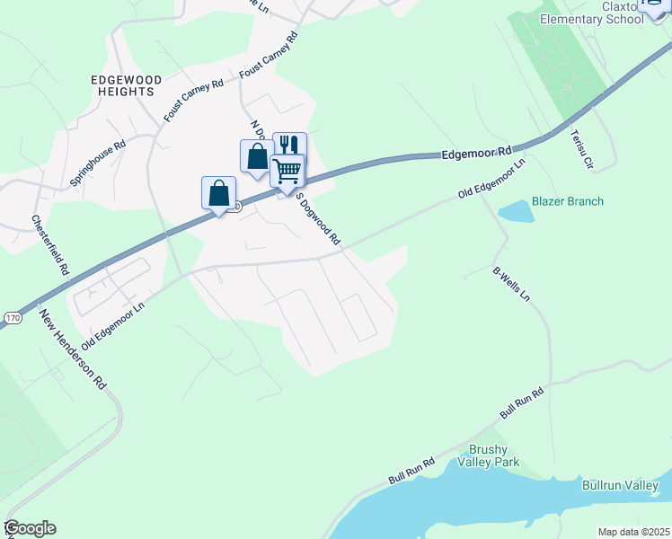 map of restaurants, bars, coffee shops, grocery stores, and more near 307 Old Edgemoor Lane in Powell