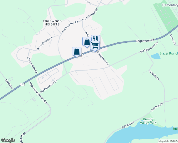map of restaurants, bars, coffee shops, grocery stores, and more near 431 Old Edgemoor Lane in Powell