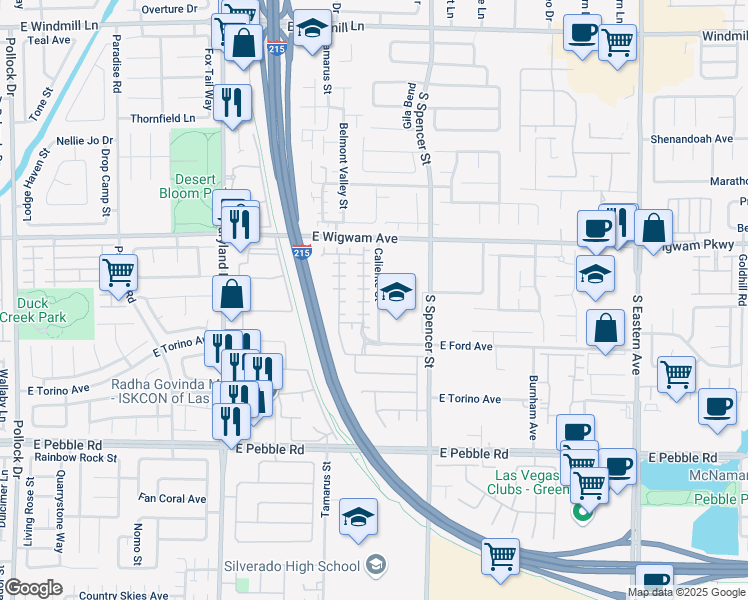 map of restaurants, bars, coffee shops, grocery stores, and more near 8624 Little Fox Street in Las Vegas