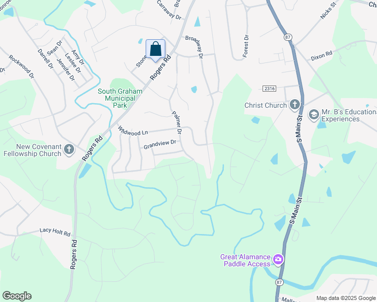 map of restaurants, bars, coffee shops, grocery stores, and more near 1924 Palmer Drive in Graham