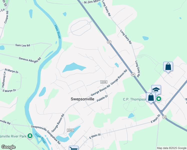 map of restaurants, bars, coffee shops, grocery stores, and more near 1323 Quandary Lake Lane in Graham