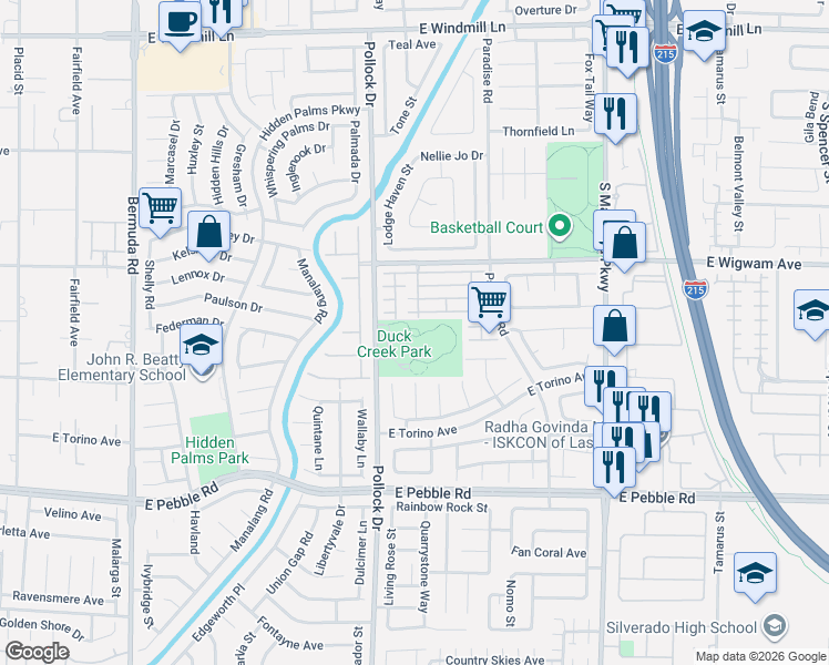 map of restaurants, bars, coffee shops, grocery stores, and more near 8699 Park Villa Street in Las Vegas
