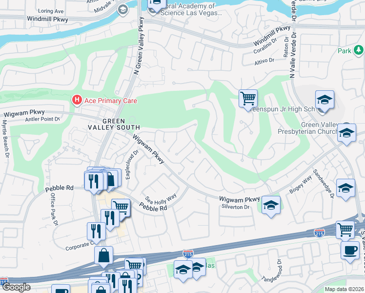 map of restaurants, bars, coffee shops, grocery stores, and more near 138 Brightmoor Court in Henderson