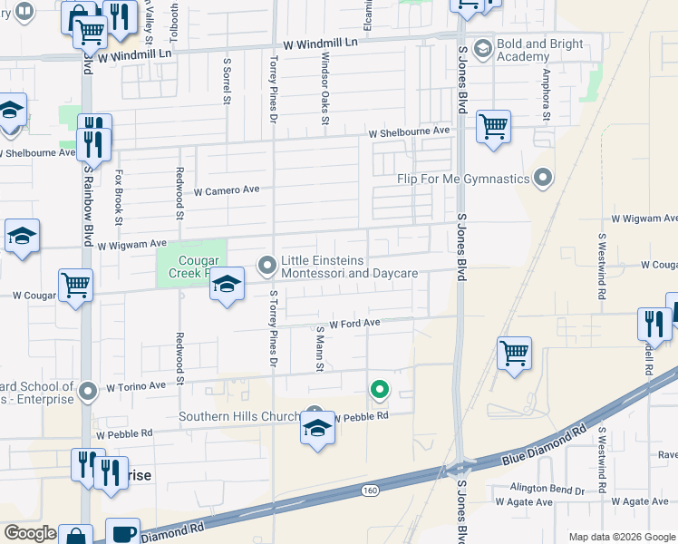 map of restaurants, bars, coffee shops, grocery stores, and more near 8584 Alpine Vineyards Court in Las Vegas