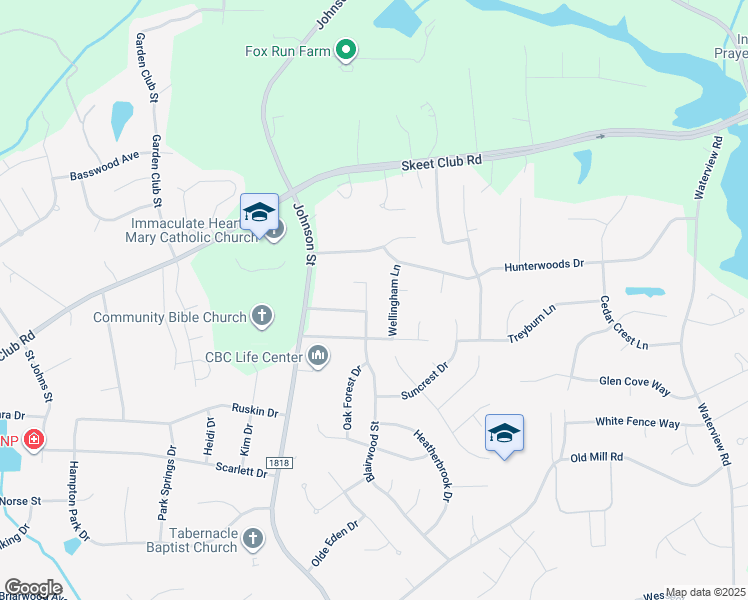 map of restaurants, bars, coffee shops, grocery stores, and more near 3918 Blairwood Street in High Point