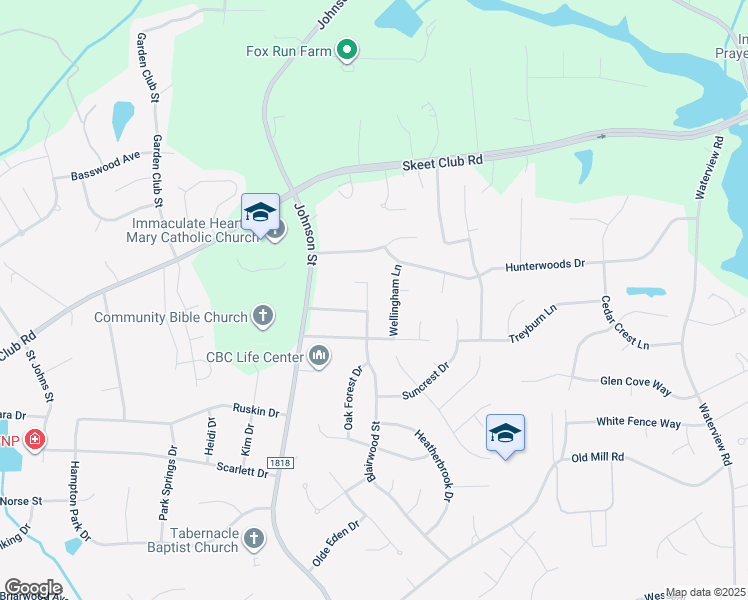 map of restaurants, bars, coffee shops, grocery stores, and more near 3918 Blairwood Street in High Point