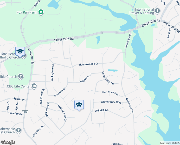 map of restaurants, bars, coffee shops, grocery stores, and more near 1923 Treyburn Lane in High Point