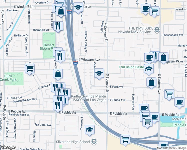 map of restaurants, bars, coffee shops, grocery stores, and more near 8624 Little Fox Street in Las Vegas