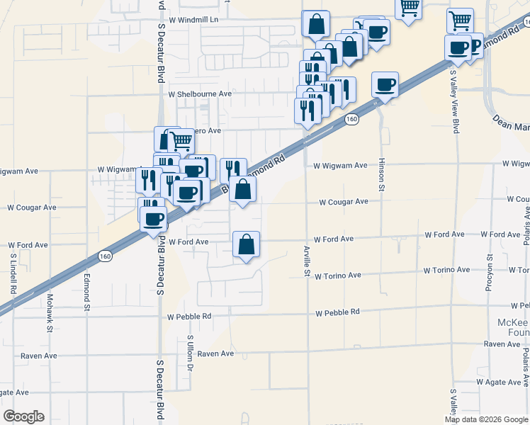 map of restaurants, bars, coffee shops, grocery stores, and more near 8622 Prairie Wood Drive in Las Vegas
