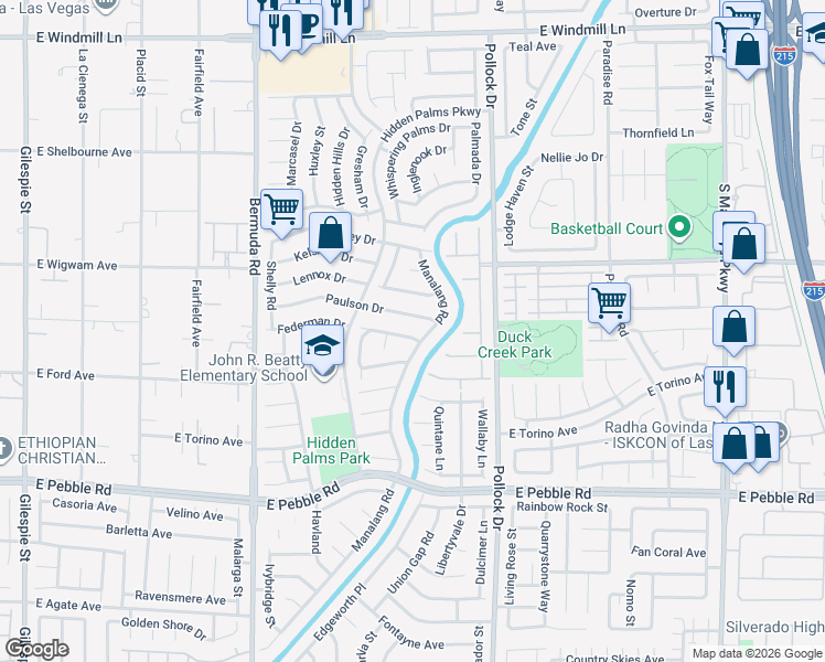 map of restaurants, bars, coffee shops, grocery stores, and more near 656 Thornewood Place in Las Vegas