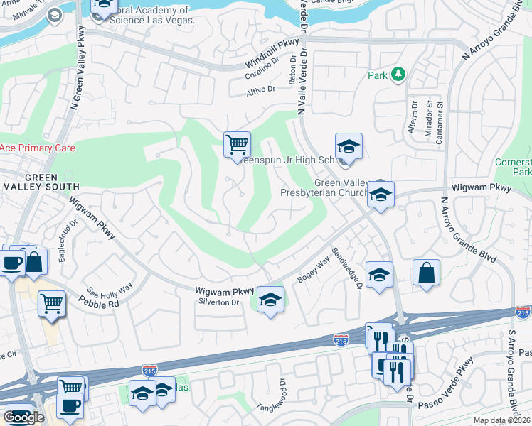 map of restaurants, bars, coffee shops, grocery stores, and more near 1940 Spyglass Dr in Henderson