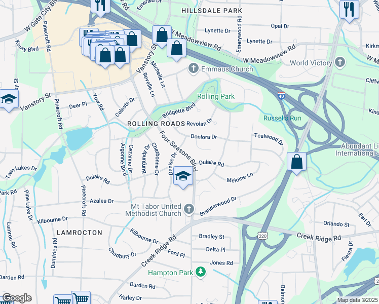map of restaurants, bars, coffee shops, grocery stores, and more near in Greensboro
