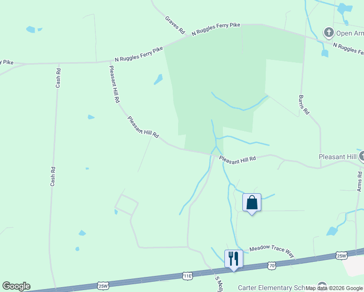 map of restaurants, bars, coffee shops, grocery stores, and more near 8409 Pleasant Hill Road in Knoxville