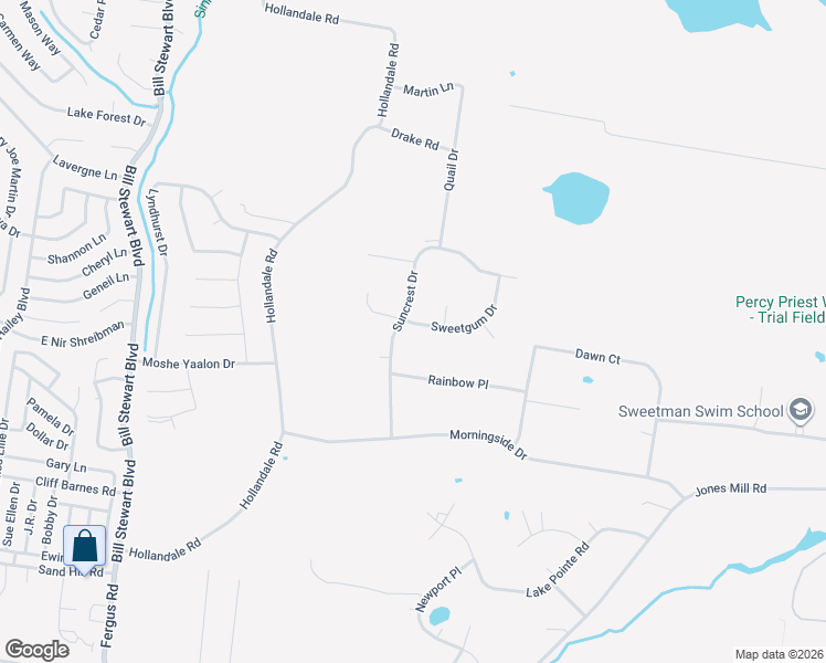 map of restaurants, bars, coffee shops, grocery stores, and more near 145 Sweetgum Drive in La Vergne