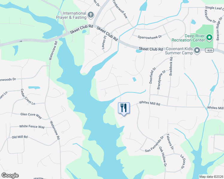 map of restaurants, bars, coffee shops, grocery stores, and more near 3016 Havasu Way in High Point